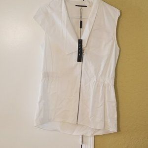 Elie Tahari White Sleeveless Blouse with Zip